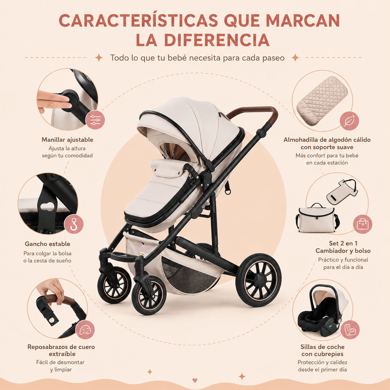 Carrito bebé 3 en 1 - URANO