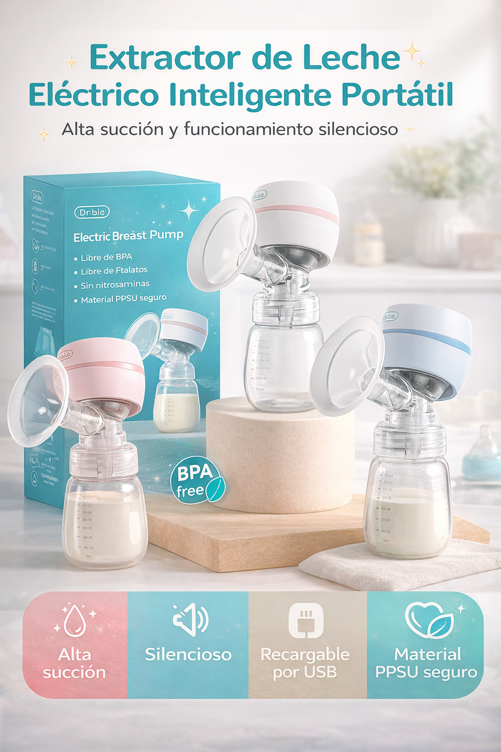 Extractor de Leche Eléctrico Inteligente Portátil