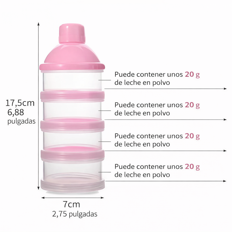 Caja para Leche en Polvo para Bebé con Compartimentos Independientes