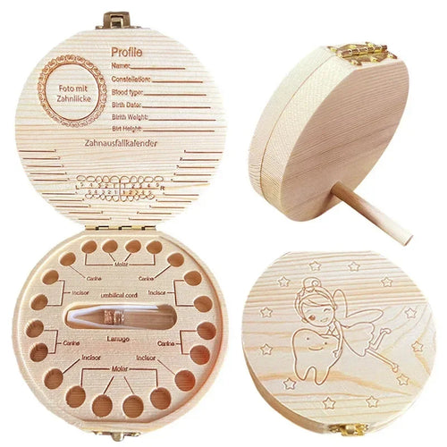 Caja de Dientes de Bebé de Madera