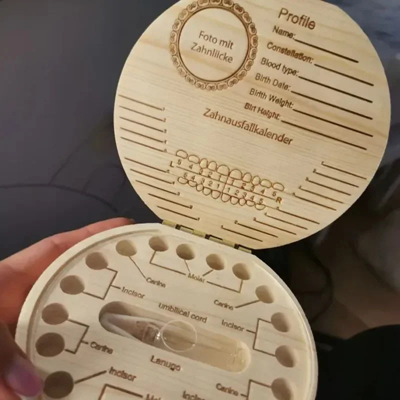 Caja de Dientes de Bebé de Madera
