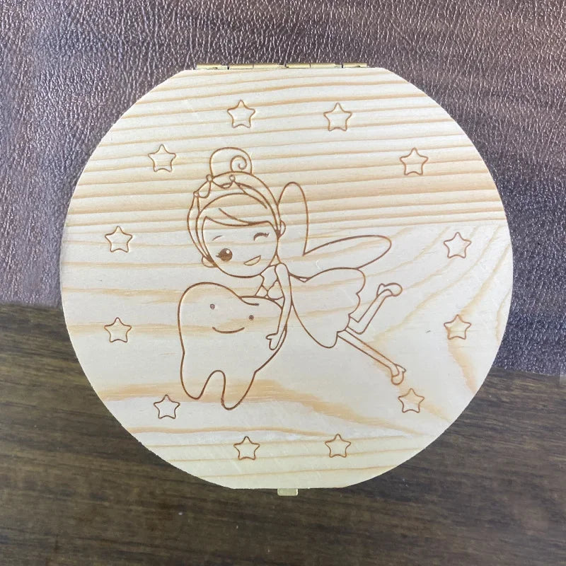 Caja de Dientes de Bebé de Madera