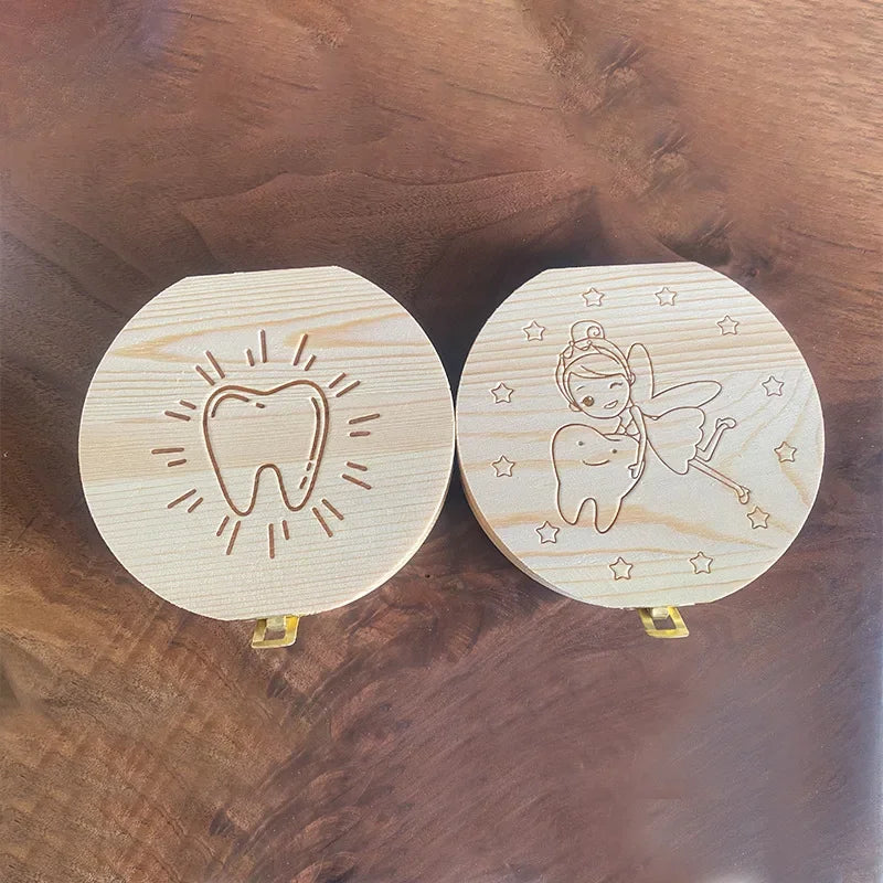 Caja de Dientes de Bebé de Madera