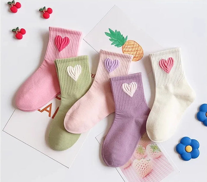 Calcetines de Bebé con Corazones – Pack de 5 Pares