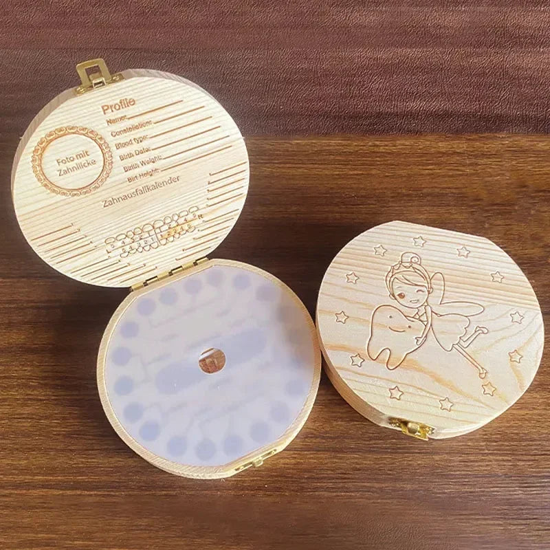 Caja de Dientes de Bebé de Madera