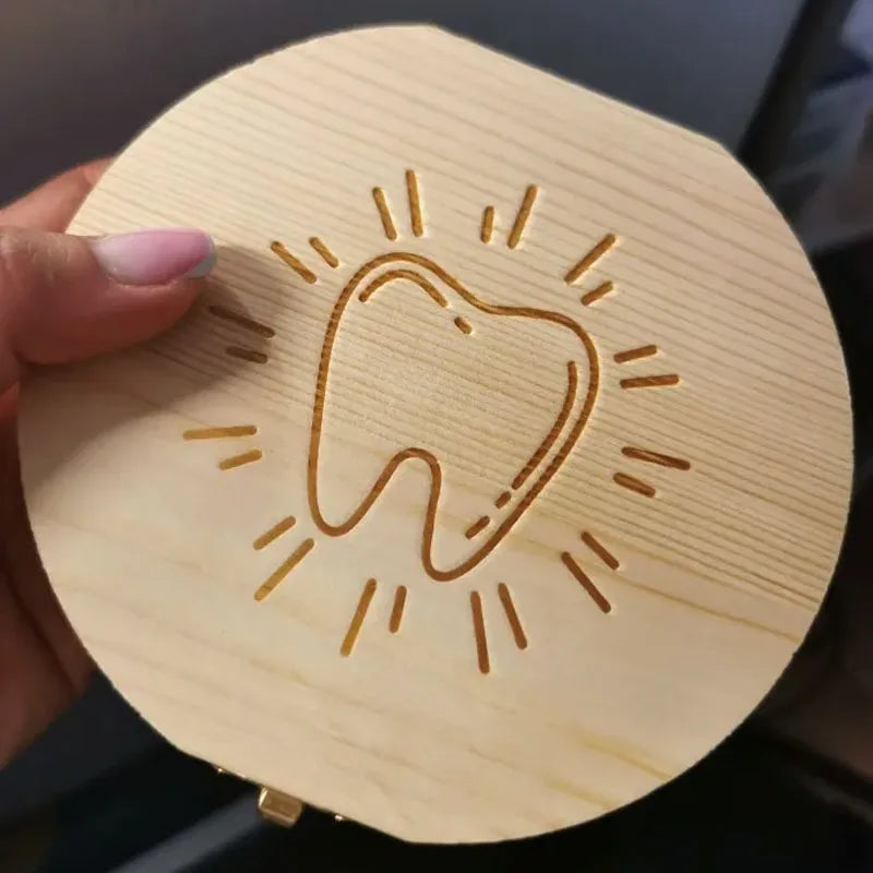 Caja de Dientes de Bebé de Madera